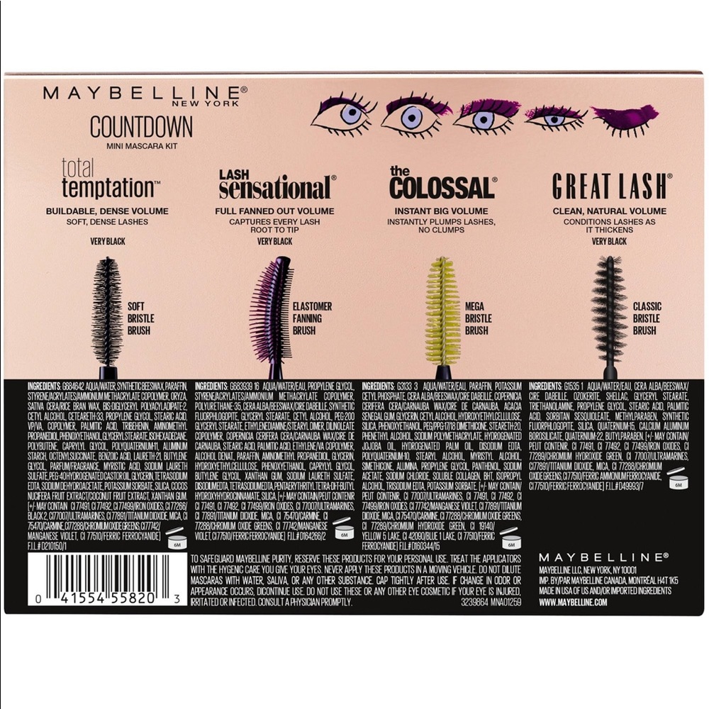 Maybelline Mascara Beauty Gift Quad Set Black NWT - Picture 2 of 2